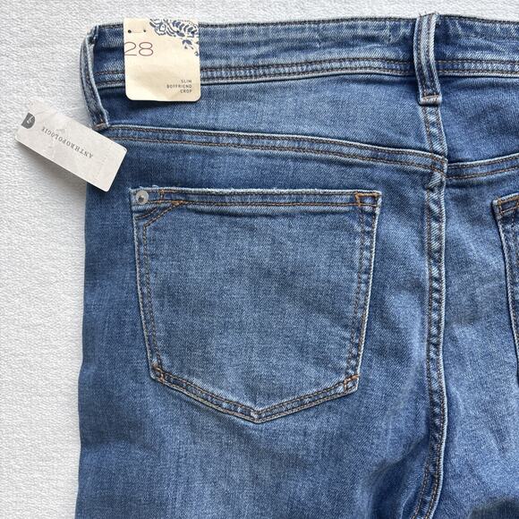 NWT Anthropologie Pilcro Womens 28 Jeans Slim Boyfriend Crop Distressed Denim - Picture 14 of 16